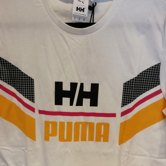 PUMA X HELLY HANSEN puma white graphic tshirt 100% cotton Medium NWT - Picture 3 of 14